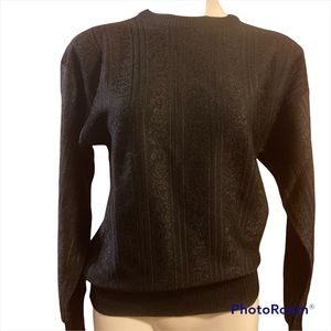 Vintage Meister Black wool blend floral design sweater